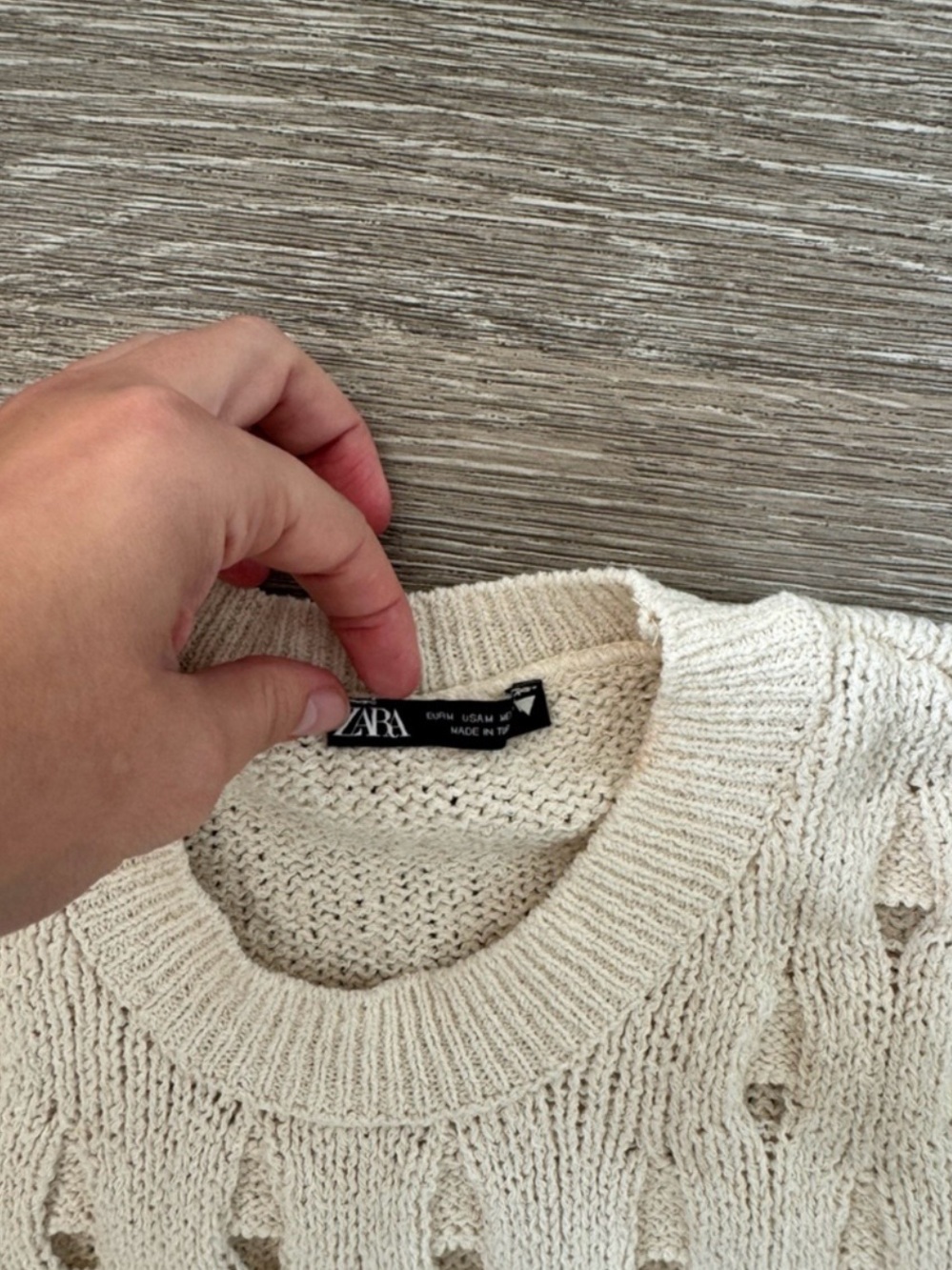 Zara Open Knit Crochet Sweater Vest Cream Ivory Sleeveless Top Size M Coastal - Picture 6 of 8